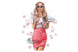 Fashion Girl Pink Bubble