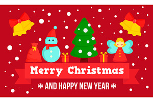 Happy Merry Christmas Concept Banner