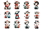 Whimsical Valentine Cats Clipart, an Illustration by DreamArtGraphic (Thumbnail 2 of 4)