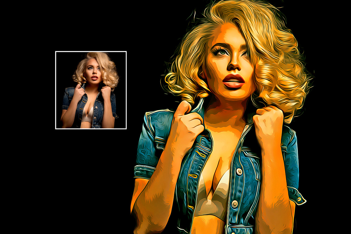 Splendid Oil Paint Cartoon Maker, an Action Add-On by U_Design (Photo 4 of 14)