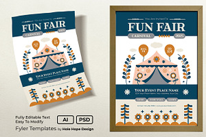 Folk Art Fun Fair Carnival Flyer, a Flyer Template by Hole Hope Design