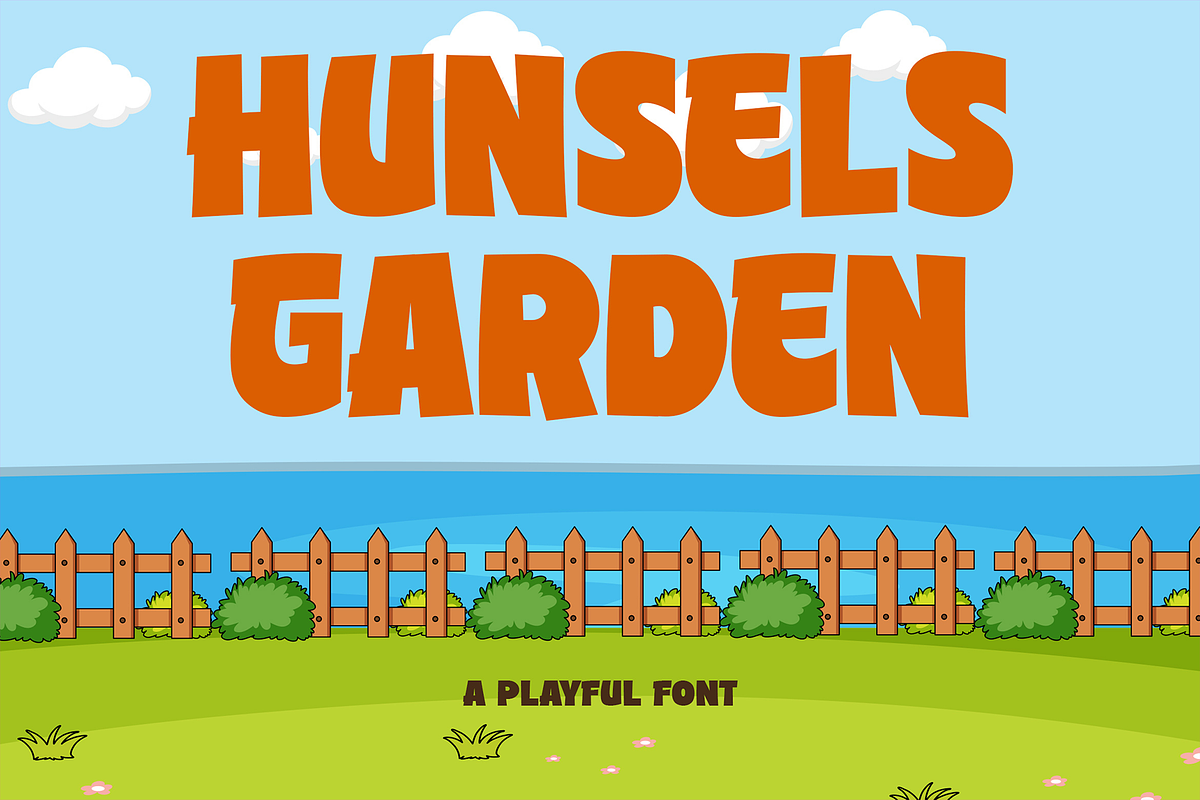 Hunsels Garden – A Playful Fonts, a Sans Serif Font by Konstantine Studio (Photo 1 of 3)