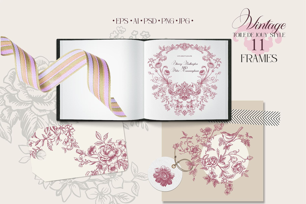 Vintage style Toile de Jouy, a Decorative Illustration by Collection by VY (Photo 5 of 10)