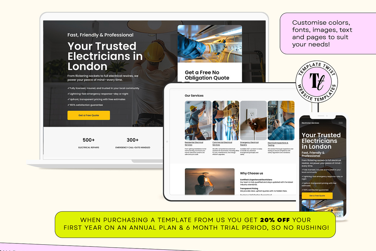 Electrician Website Template preview 8