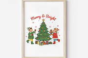Merry & Bright, Retro Christmas PNG, an Illustration by DreamArtGraphic (Thumbnail 2 of 5)