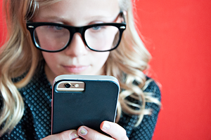Hipster Girl with iPhone Set