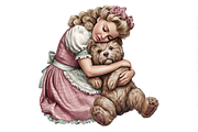 Girl With Teddy Bear Clipart PNG, a Person Illustration by Memories By Lea (Thumbnail 19 of 20)