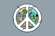 mountain and beach with peace symbol, an Illustration by gunaonedesign (Thumbnail 1 of 4)