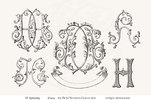 Antique Vintage Monogram Initial H