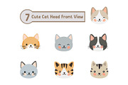 7 Cute Cat Head Front View, an Illustration by jongcreative (Thumbnail 1 of 4)