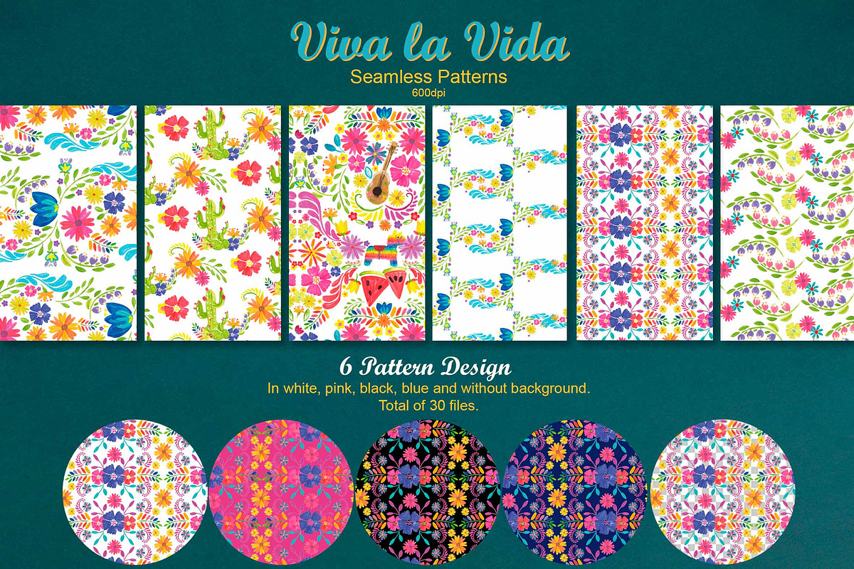 Viva la vida mexican semaless patter, a Pattern Graphic by CpandoShop (Photo 3 of 5)