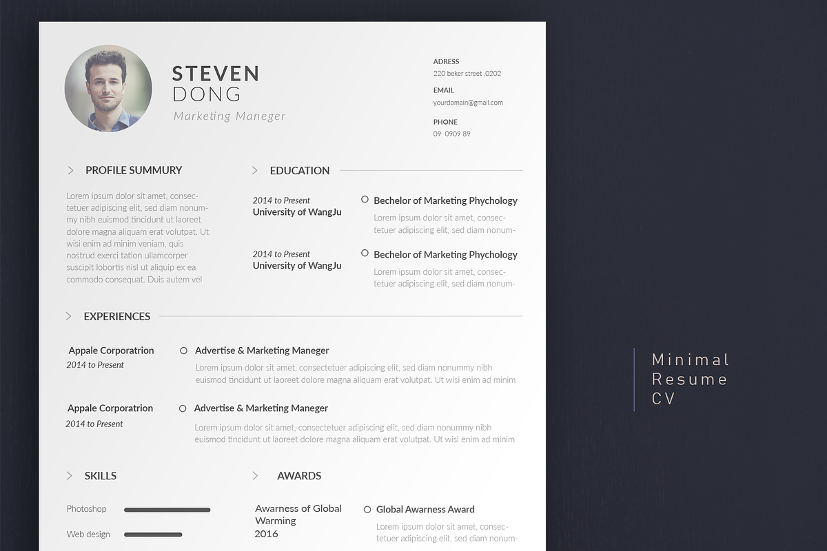 Minimal Resume CV | Simple Edition, a Resume Template by SKREZA