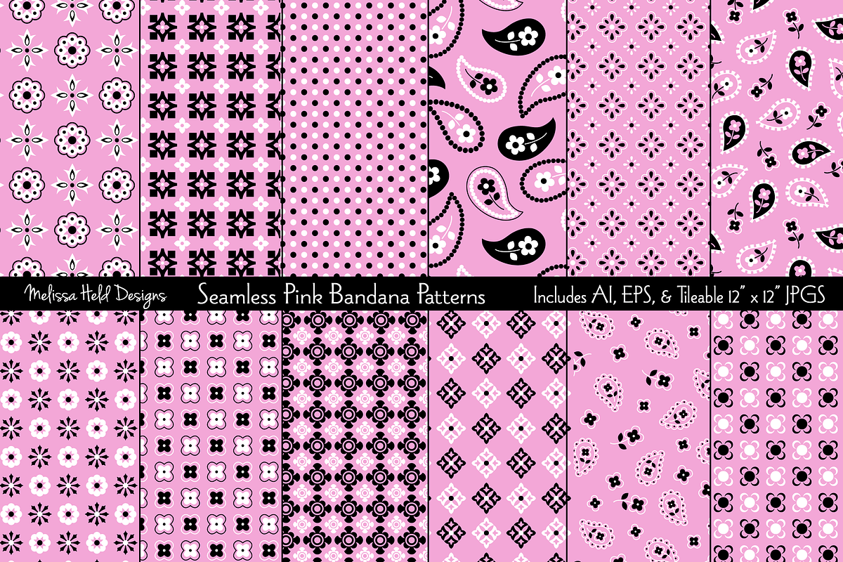 Seamless Pink Bandana Patterns