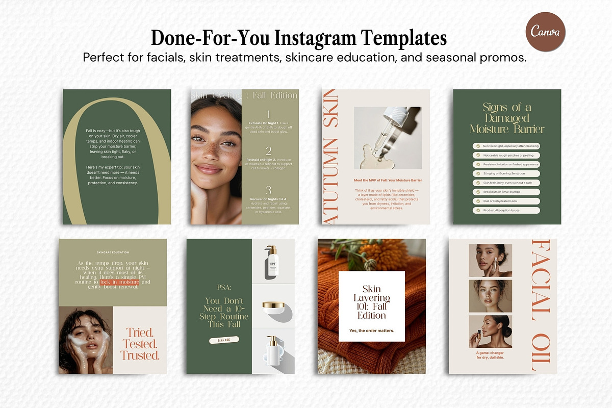 Skincare Instagram Templates Bundle | Fall Season Beauty Social Media preview 4