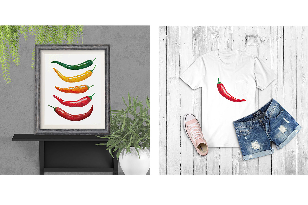 Watercolor set of hot chili peppers, a Food Illustration by Robusta (Photo 6 of 6)