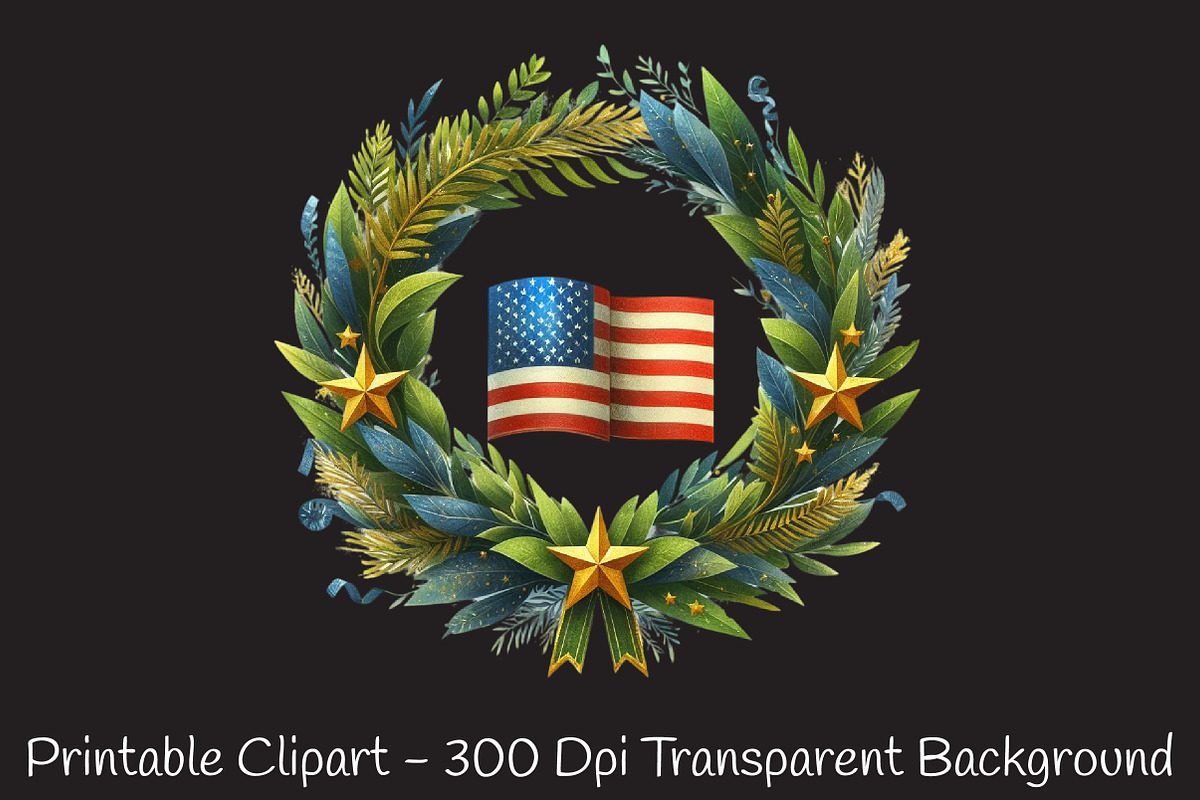 Green And Gold 4th Of July Clipart, an Illustration by RobertsArt (Photo 4 of 7)