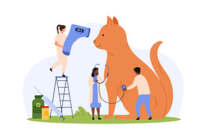 Medical examination of cat in, an Object Illustration by Flashvector