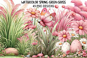 Watercolor Spring Green Grass Clipar, an Illustration by Daily.Designs (Thumbnail 1 of 8)