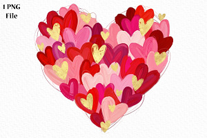 Valentine Day Heart Brushstroke PNG, an Illustration by Canvas Craft