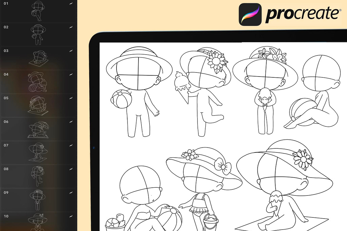175 Procreate Chibi Summer Stamp, a Brush Add-On by DrawingStoryShop (Photo 2 of 10)
