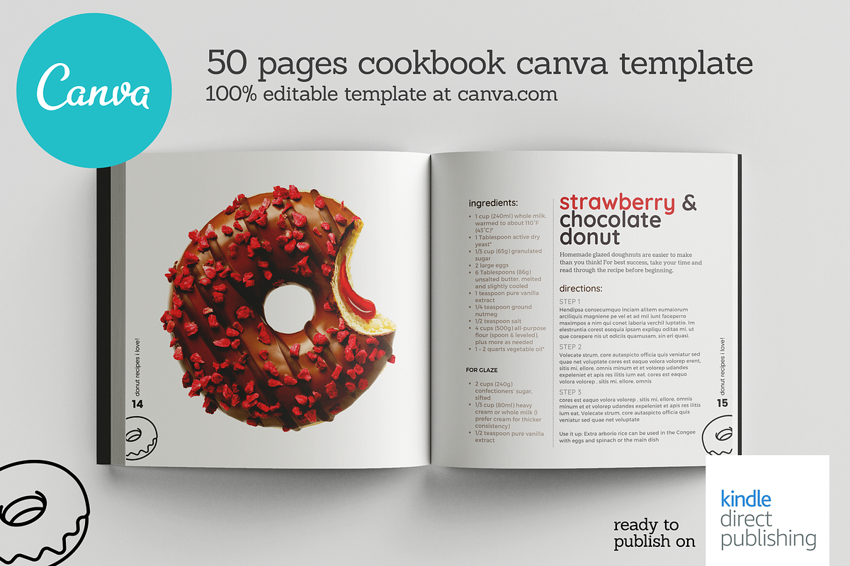 Square Donuts Recipes Canva Template, a Templates & Theme by DeLaGranSiete (Photo 8 of 12)