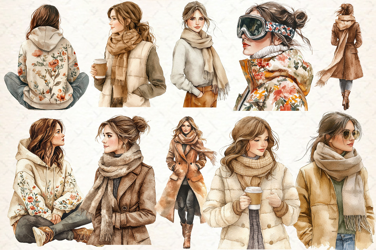 Watercolor Winter Cozy Clipart, an Illustration by Libby Wishes (Photo 2 of 7)