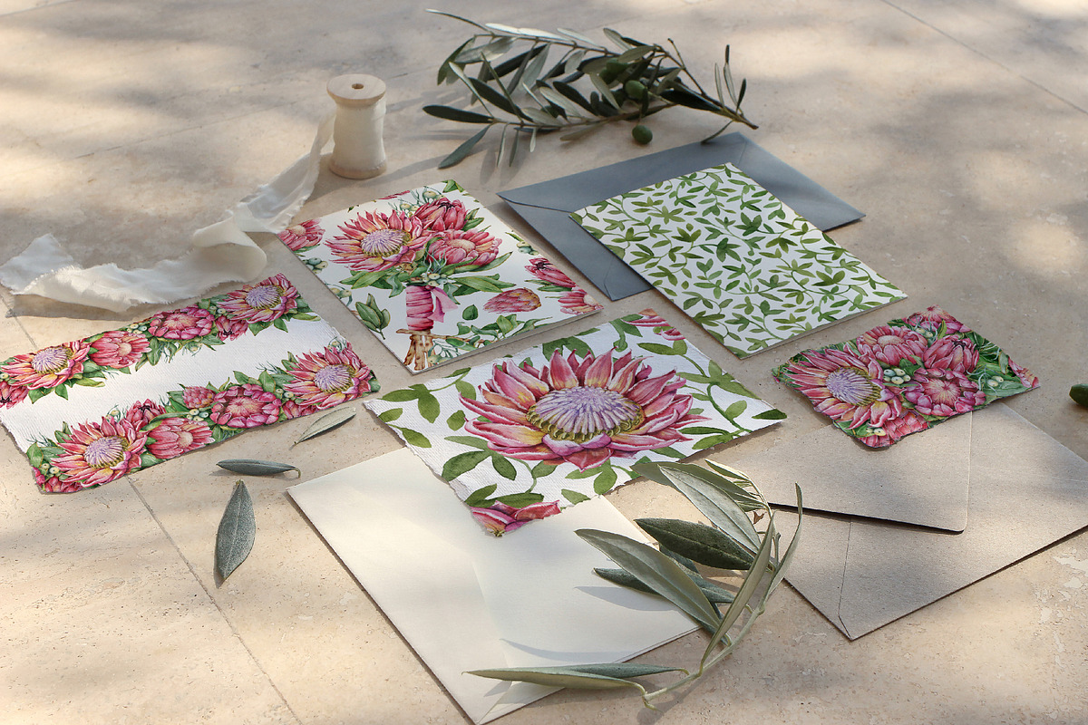 Protea seamless digital paper, a Pattern Graphic by Artmanata (Photo 10 of 11)