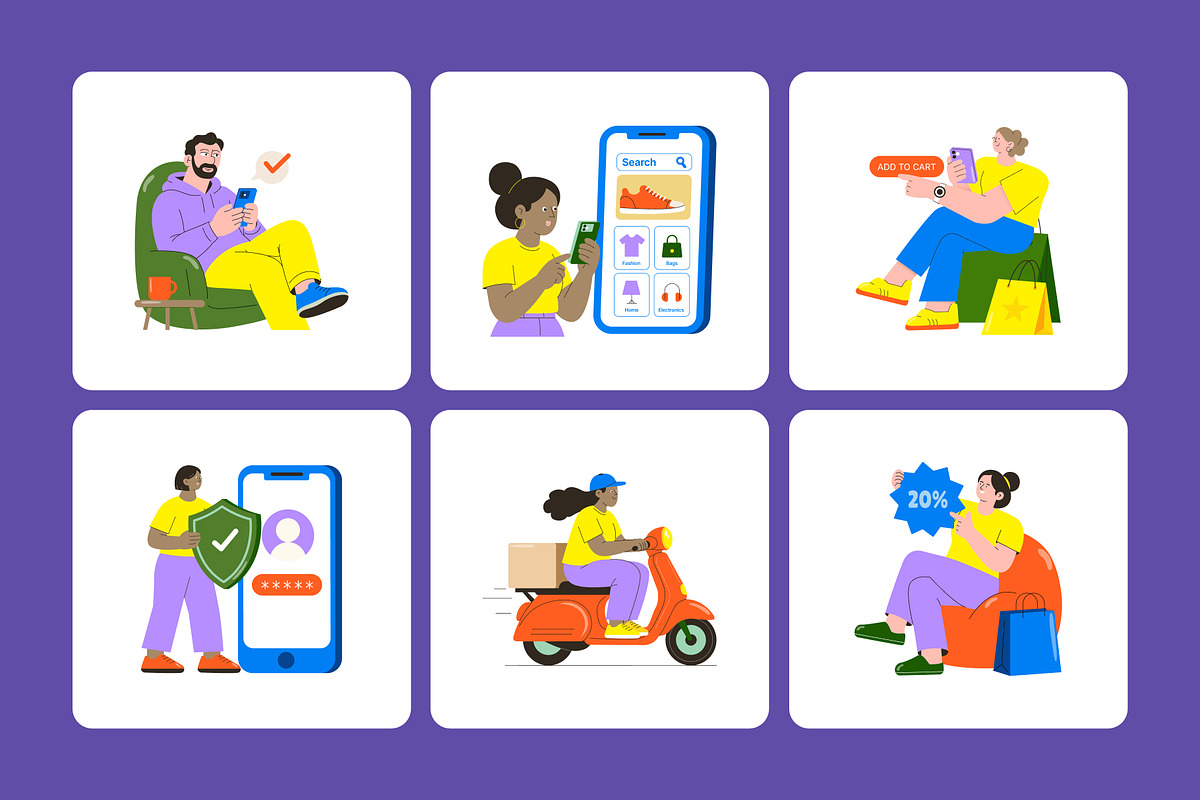 55 Animated E-Commerce Flat, a Person Illustration by Brickclay (Photo 3 of 4)