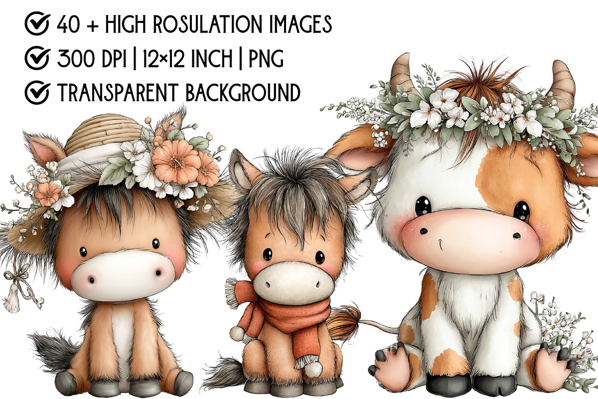 Whimsical Farm Animals Clipart, an Illustration by Pixels.Craft (Photo 4 of 6)