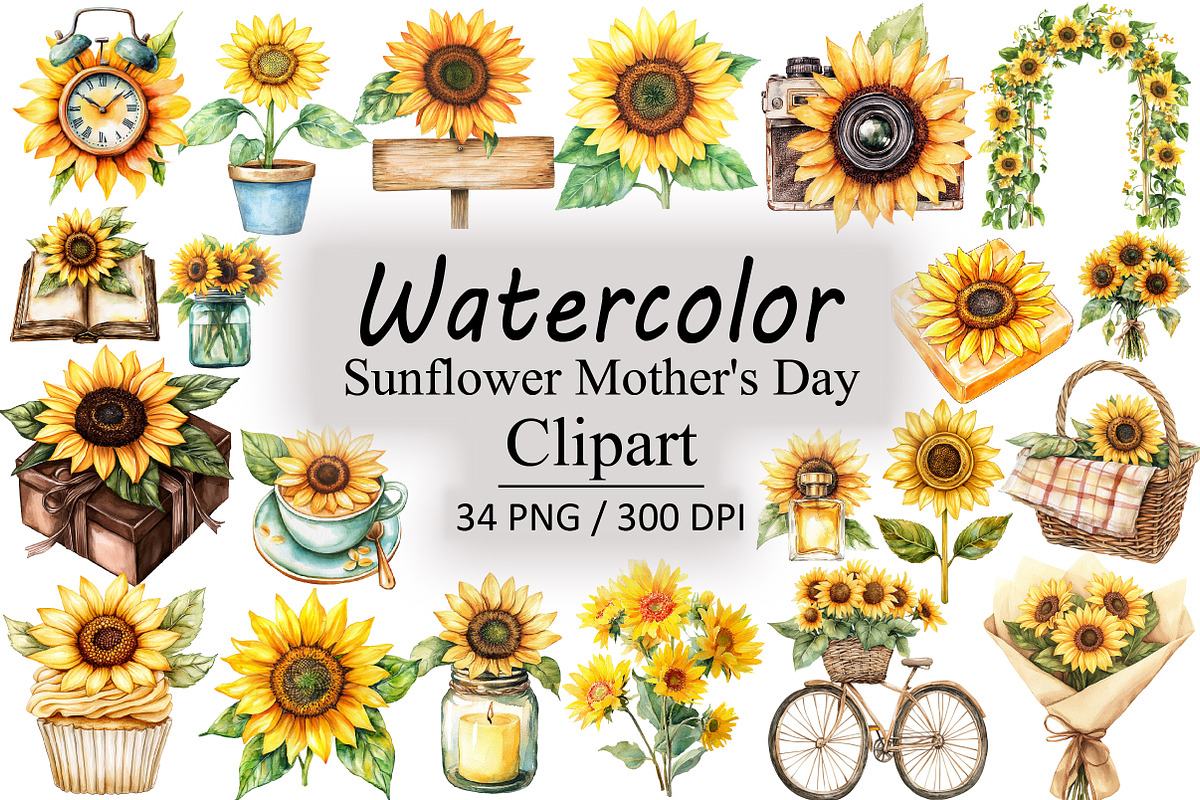 Sunflower Mother's Day Clipart, an Illustration by Design Market (Photo 1 of 4)