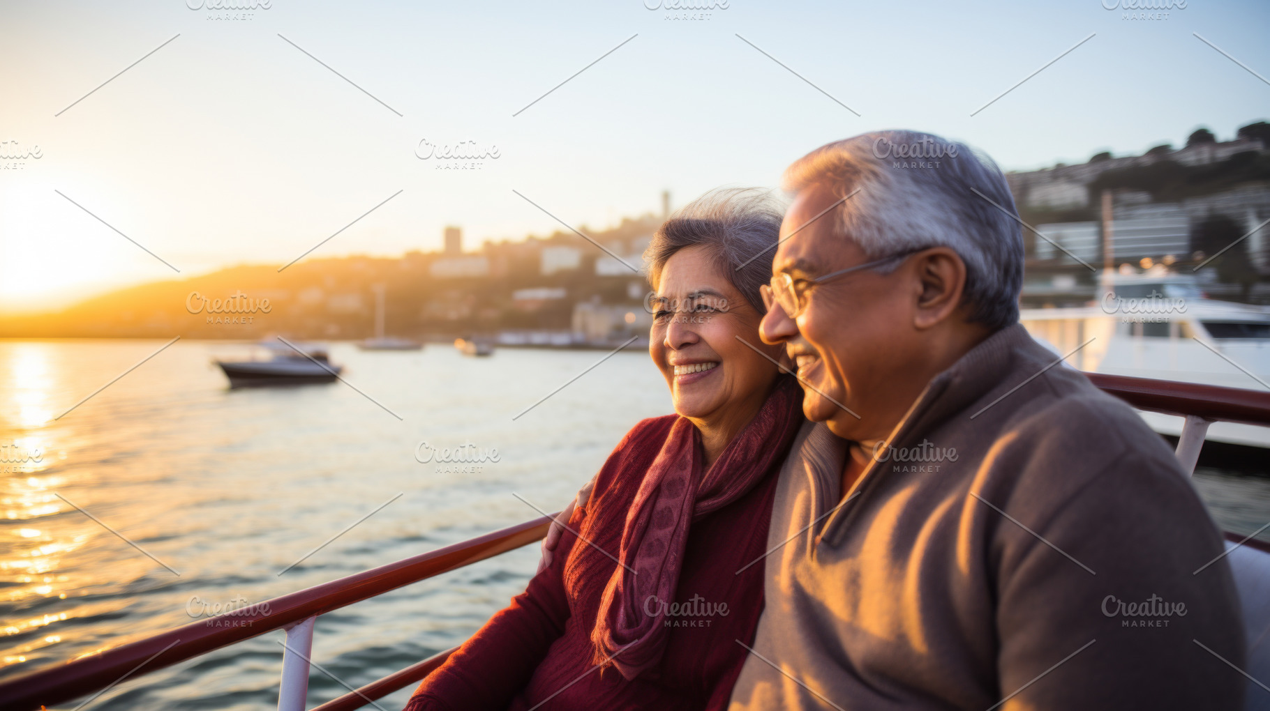 Elderly Indian American couple enjoy, a Photo by Dvoevnore photos