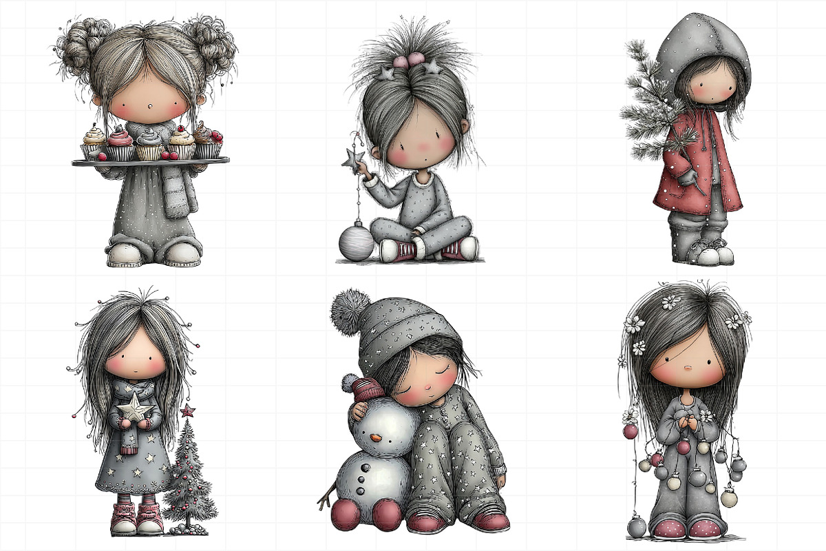 Christmas Little Girl Clipart, an Illustration by Daily.Designs (Photo 5 of 5)