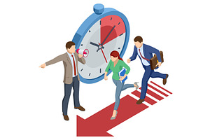Isometric team run toward finish, a Finance Illustration by Golden Sikorka