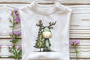 Whimsical Christmas Reindeer Clipart, an Illustration by CraftArtStudio (Thumbnail 5 of 6)