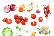 Fruits and vegetables. Watercolor, an Illustration by ognivo (Thumbnail 4 of 4)