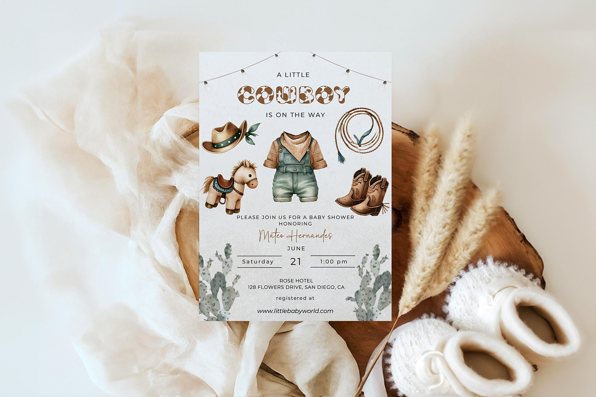 Editable Cowboy Baby Shower Invite, an Invitation Template by LucaTheme (Photo 1 of 5)