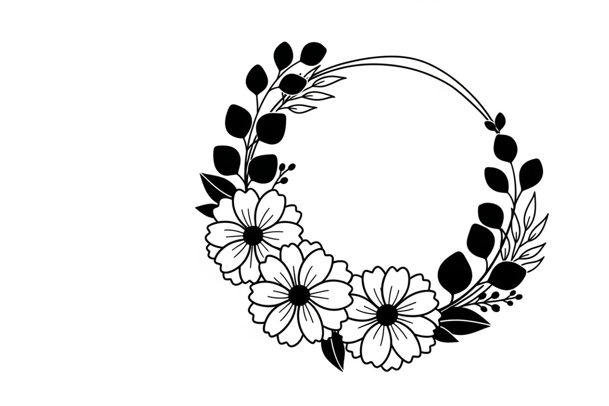 Elegant floral wreath silhouette, an Illustration by Amazin_art (Photo 36 of 41)