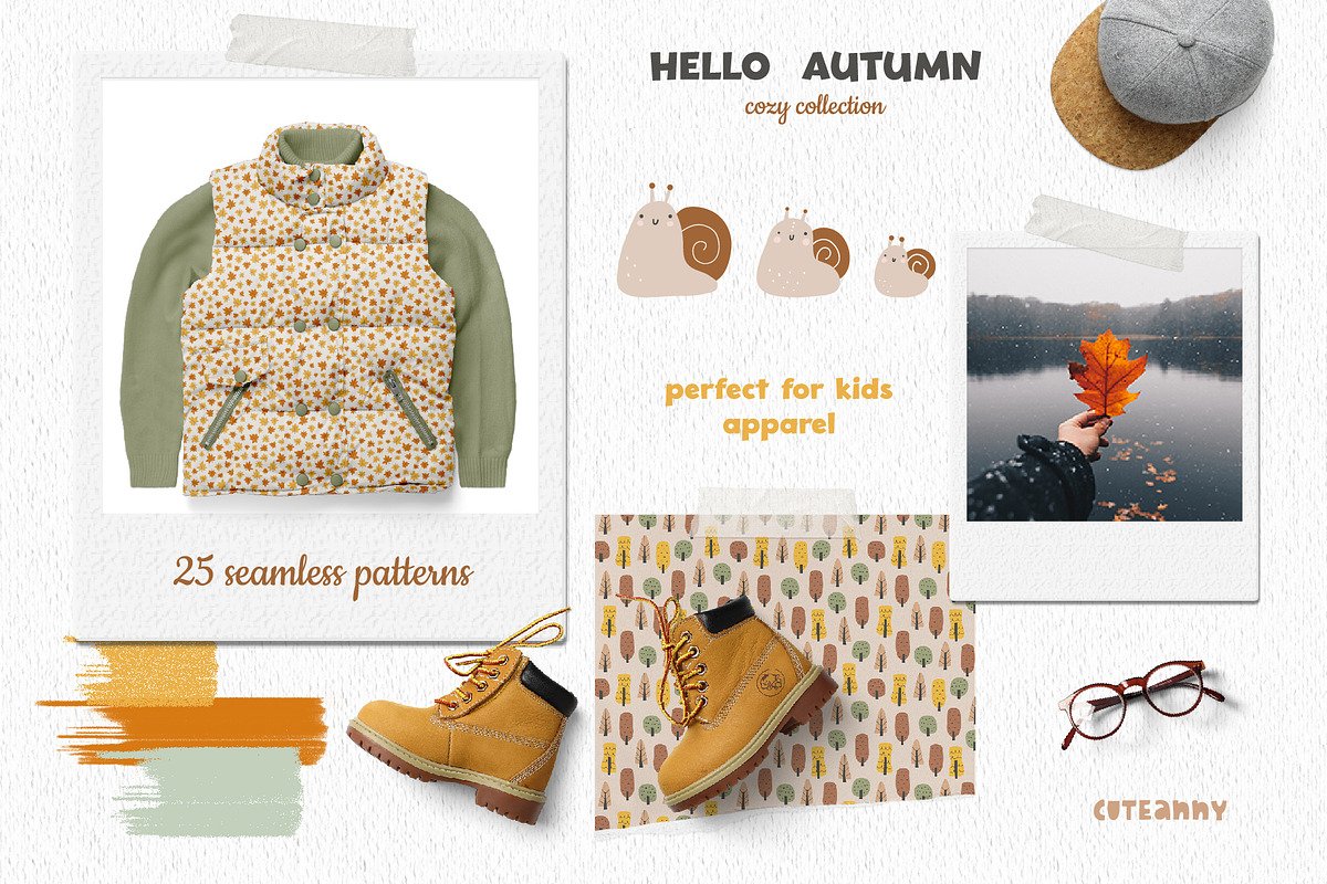 Hello autumn kids graphic collection, a Pattern Graphic by Cuteanny Design (Photo 2 of 10)