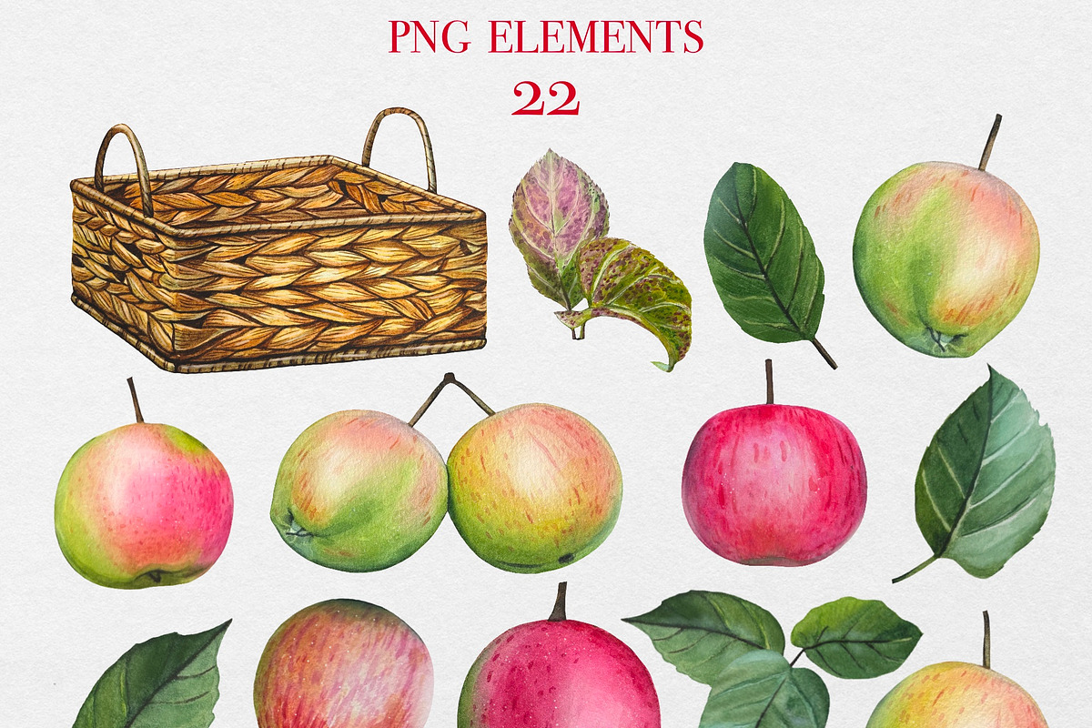 Watercolor Apple Garden Clipart, an Illustration by DiashaArt (Photo 10 of 11)