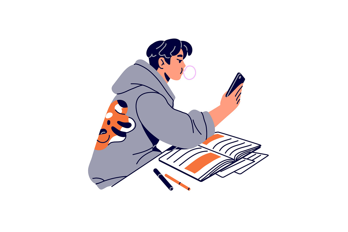 People study at desk set, an Education Illustration by PaperTrident (Photo 14 of 19)
