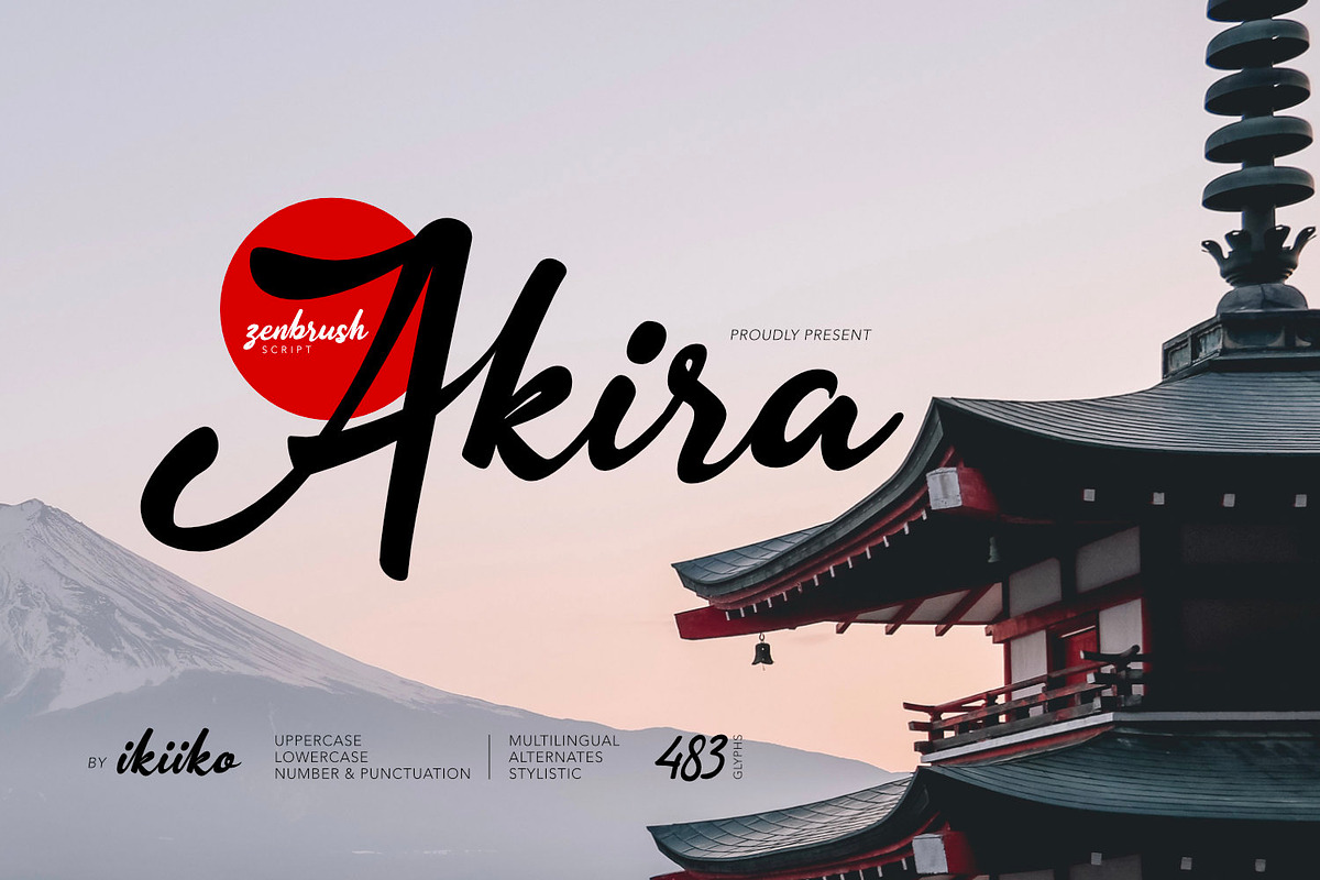 Akira - Zenbrush Script, a Script Font by ikiiko (Photo 1 of 8)