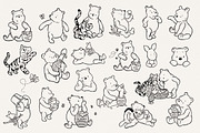 Winnie the Pooh Line Art Clipart, an Animal Illustration by SvetaArtStore (Thumbnail 3 of 9)