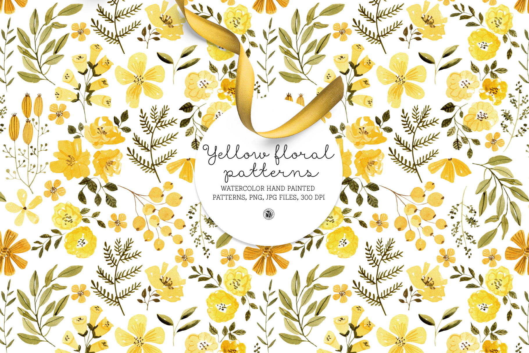 Yellow Floral Patterns, a Pattern Graphic by Webvilla Studio