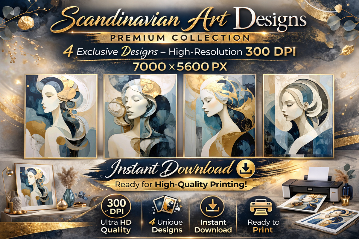Scandinavian Wall Art Set–4 Premium, a Decorative Illustration by Print Haven (Photo 1 of 5)