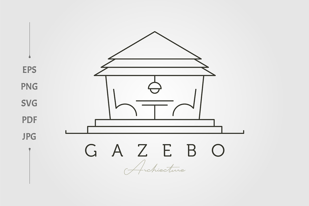 gazebo vector line art logo, a Branding & Logo Template by lawoel