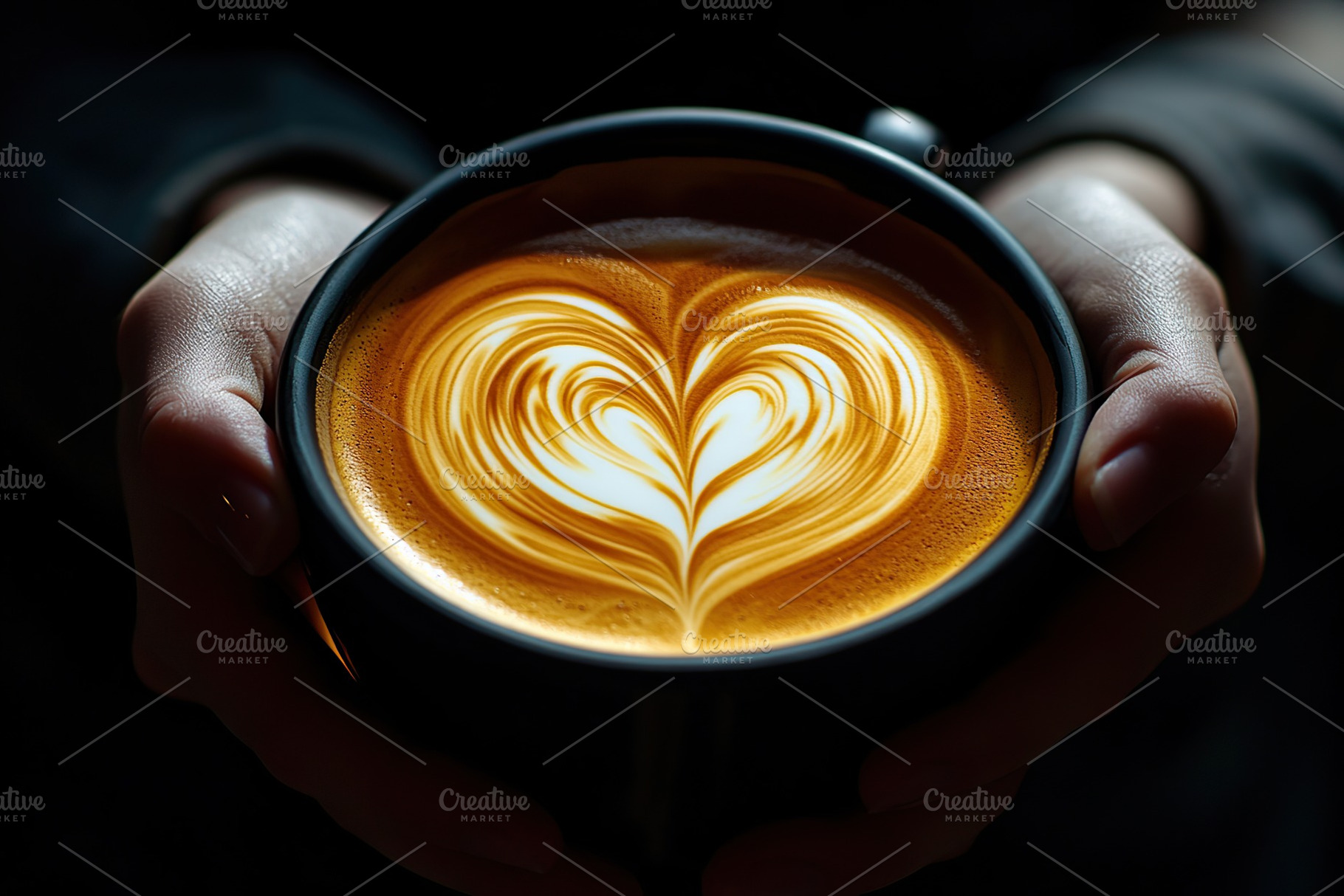 Cup of cappuccino with drawn heart, a Food & Drink Photo by AlyaAnd
