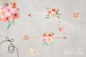 Floral Arrows Watercolor Clipart