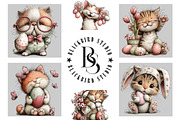 Whimsical Easter Cat Clipart, an Illustration by Black Bird Studio (Thumbnail 5 of 5)