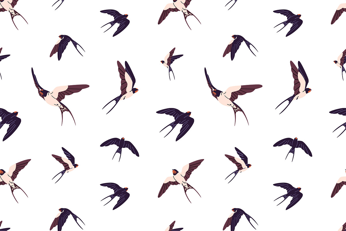 Birds fly in sky, seamless patterns, an Animal Illustration by PaperTrident (Photo 11 of 16)