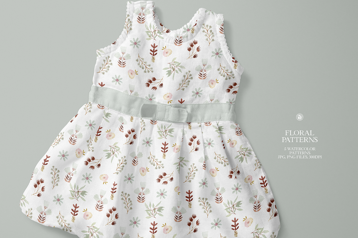 Floral Watercolor Patterns Set, a Pattern Graphic by Webvilla Studio (Photo 2 of 9)